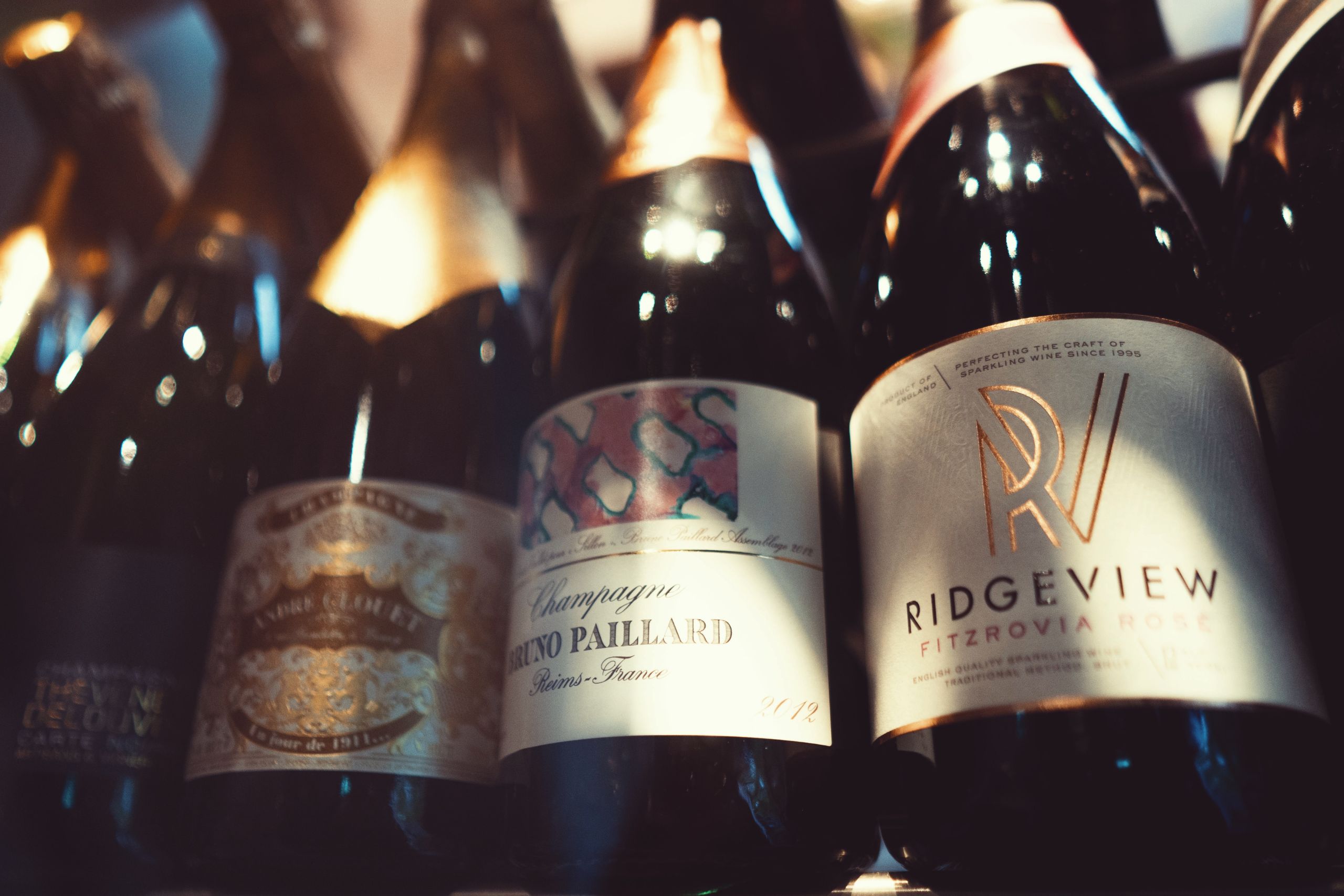 Selection of red and white wines at Brasserie Ambassade in Amsterdam