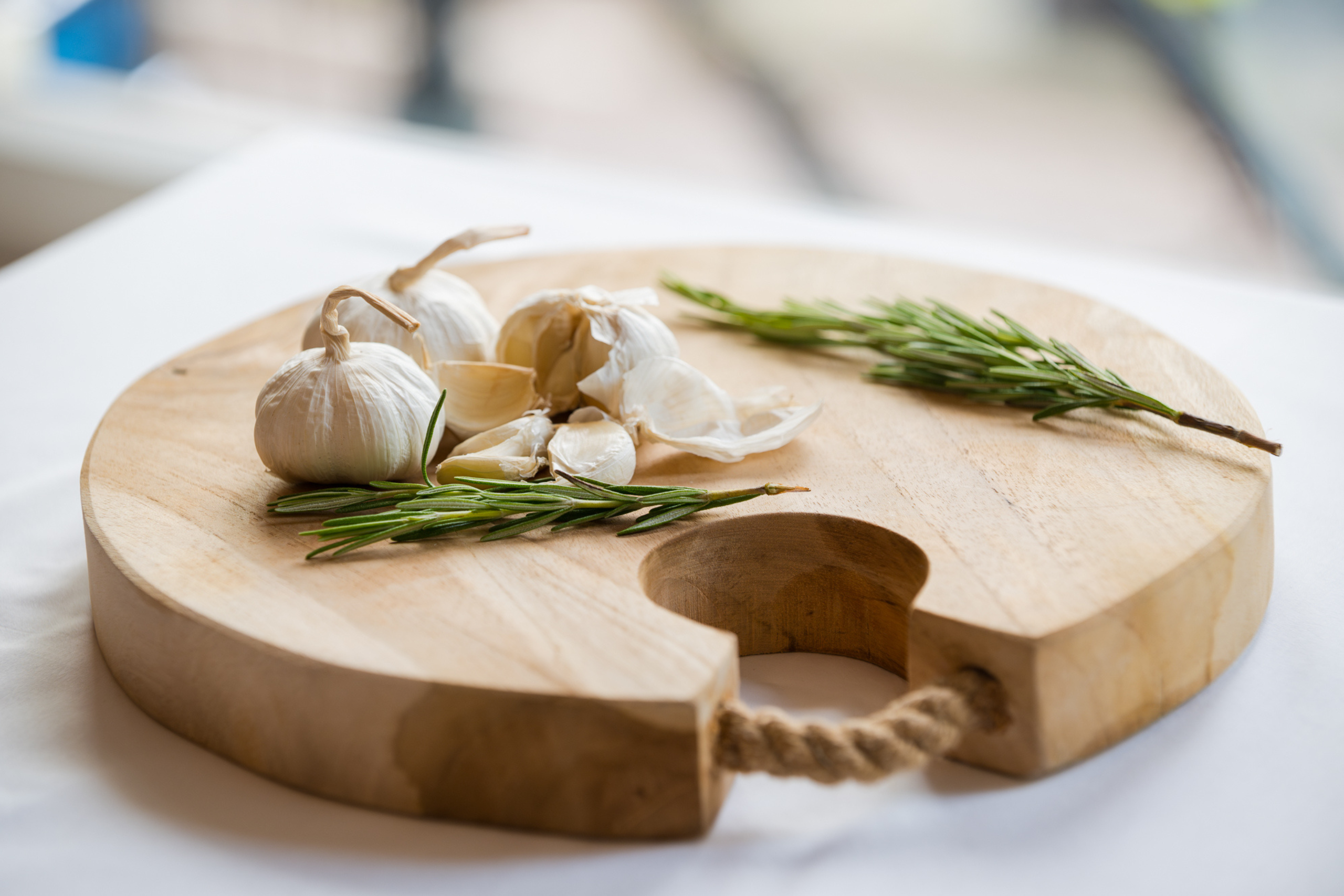 Garlic and rosemary used as fresh ingredients at Brasserie Ambassade in Amsterdam