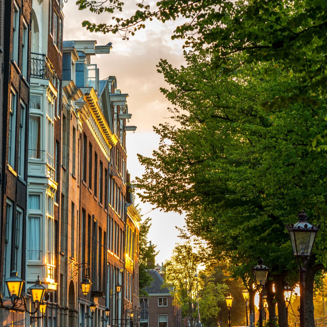 Street and canal view near the Ambassade Hotel in Amsterdam