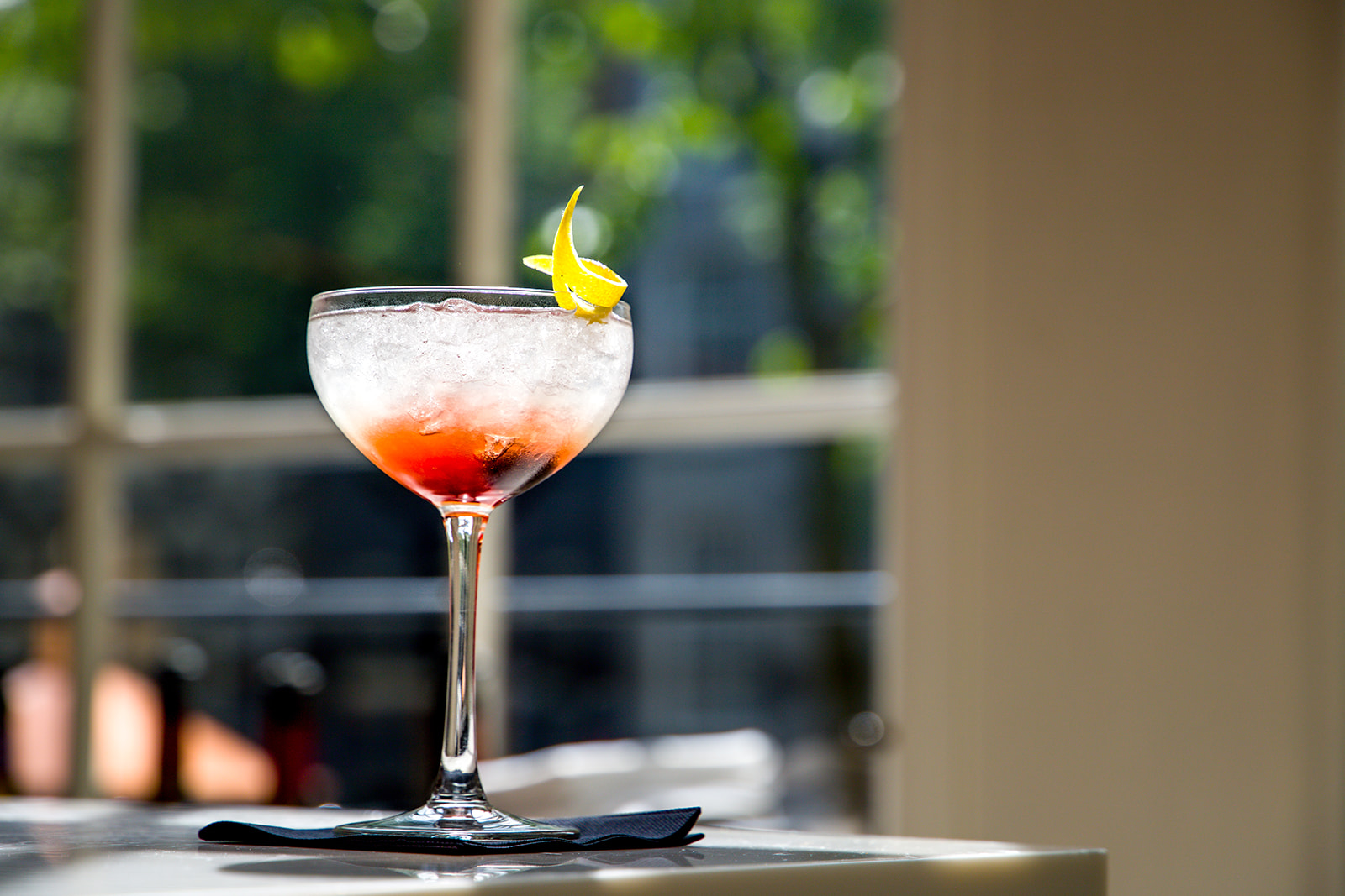 Close-up of a cocktail served at Brasserie Ambassade in Amsterdam