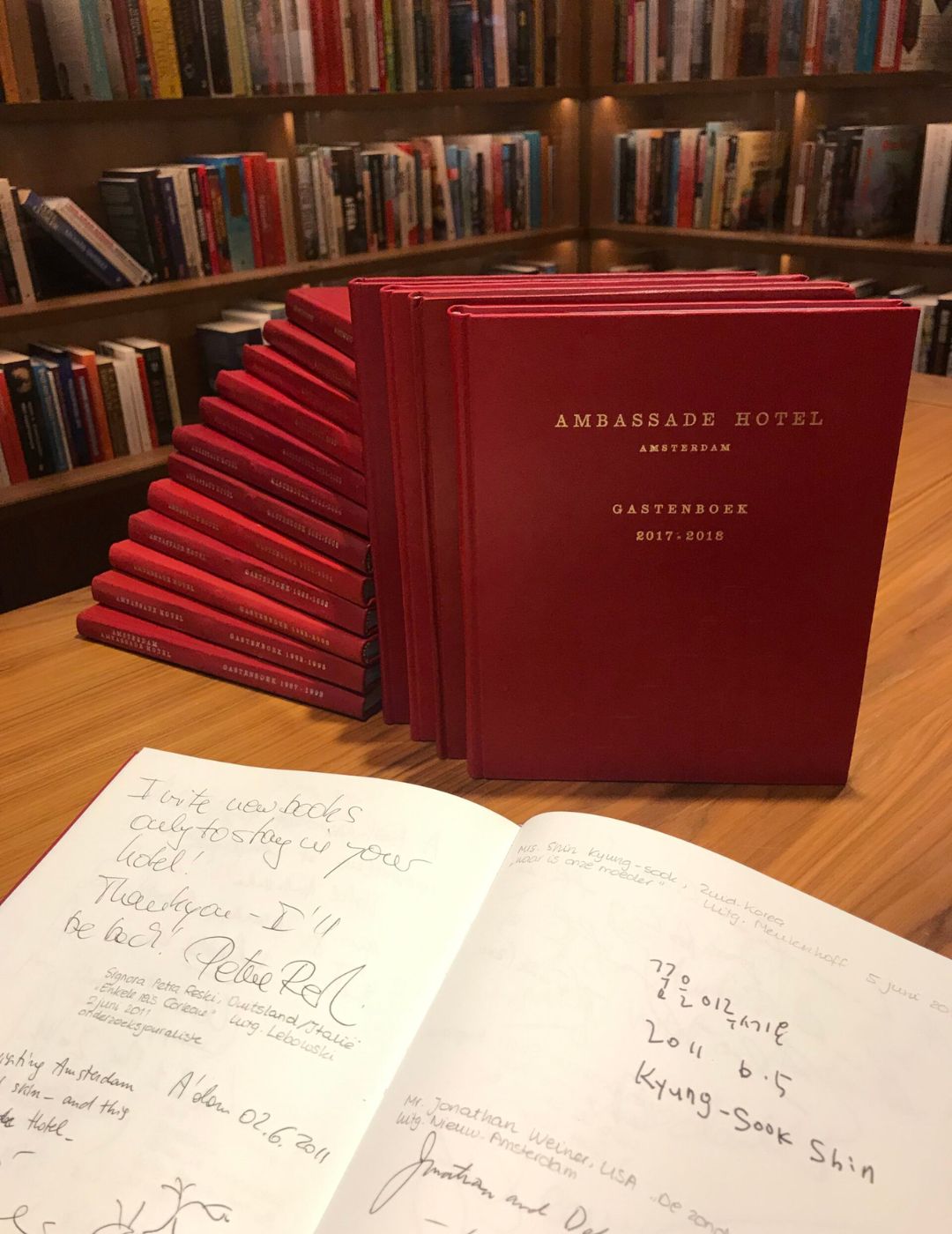  The Guestbook of the Ambassade Hotel Amsterdam, filled with personal notes and impressions from writers and artists.